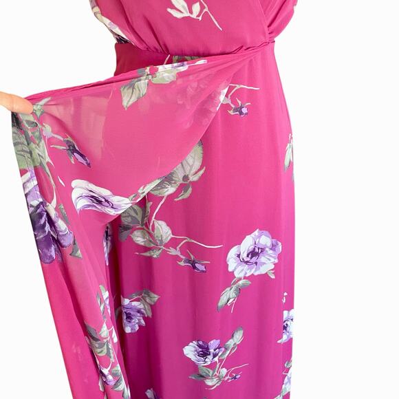 Lulus Magenta Purple Floral Maxi Dress Sleeveless Backless MED Romantic Prom - Picture 5 of 12